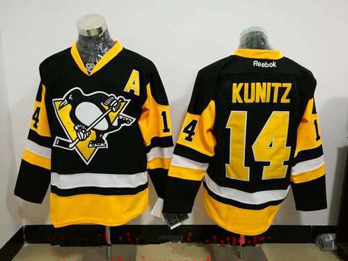 Mens Pittsburgh Penguins 14 Chris Kunitz Black Third A Patch Stitched Nhl Reebok Hockey Jersey