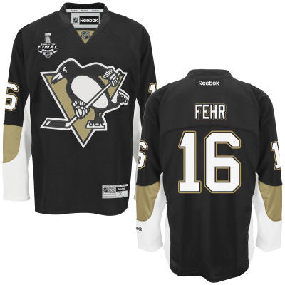 Mens Pittsburgh Penguins 16 Eric Fehr Black Team Color 2017 Stanley Cup Nhl Finals Patch Jersey