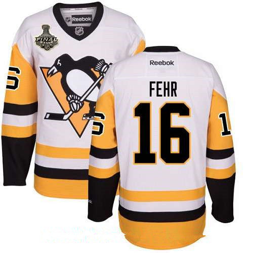 Mens Pittsburgh Penguins 16 Eric Fehr White Third 2017 Stanley Cup Finals Patch Stitched Nhl Reebok Hockey Jersey