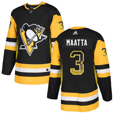 Mens Pittsburgh Penguins 3 Olli Maatta Black Drift Fashion Adidas Jersey