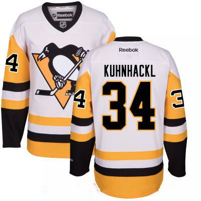 Mens Pittsburgh Penguins 34 Tom Kuhnhackl White Third Stitched Nhl Reebok Hockey Jersey