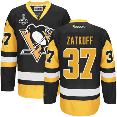Mens Pittsburgh Penguins 37 Jeff Zatkoff Black Third 2017 Stanley Cup Nhl Finals Patch Jersey