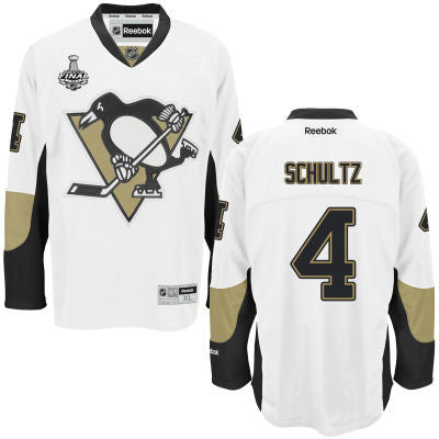 Mens Pittsburgh Penguins 4 Justin Schultz White Road 2017 Stanley Cup Nhl Finals Patch Jersey