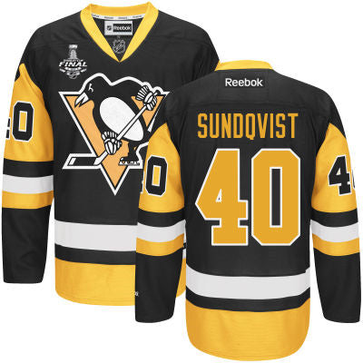 Mens Pittsburgh Penguins 40 Jean sebastien Dea Black Third 2017 Stanley Cup Nhl Finals Patch Jersey