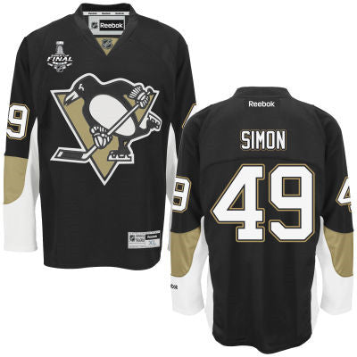 Mens Pittsburgh Penguins 49 Dominik Simon Black Team Color 2017 Stanley Cup Nhl Finals Patch Jersey