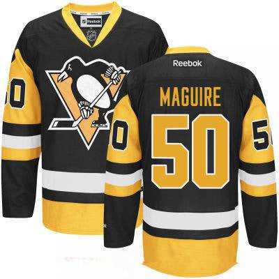 Mens Pittsburgh Penguins 50 Sean Maguire Black Third Stitched Nhl Reebok Hockey Jersey