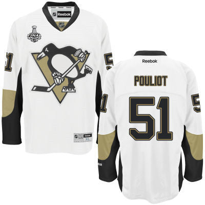 Mens Pittsburgh Penguins 51 Derrick Pouliot White Road 2017 Stanley Cup Nhl Finals Patch Jersey