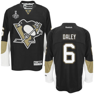 Mens Pittsburgh Penguins 6 Trevor Daley Black Team Color 2017 Stanley Cup Nhl Finals Patch Jersey