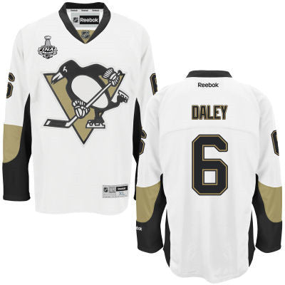 Mens Pittsburgh Penguins 6 Trevor Daley White Road 2017 Stanley Cup Nhl Finals Patch Jersey