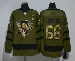 Mens Pittsburgh Penguins 66 Mario Lemieux Green Salute To Service 2017 2018 Hockey Stitched Nhl Jersey