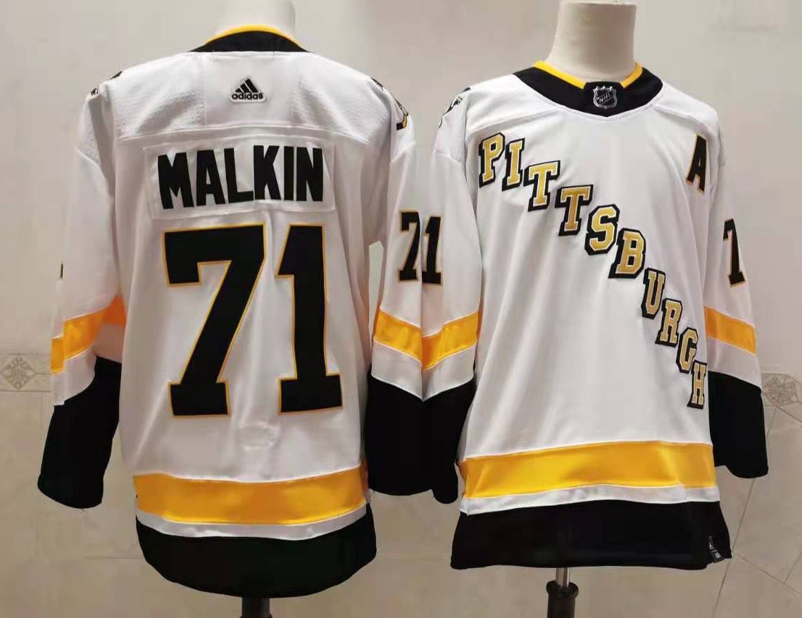 Mens Pittsburgh Penguins 71 Evgeni Malkin White Adidas 2020 21 Stitched Nhl Jersey