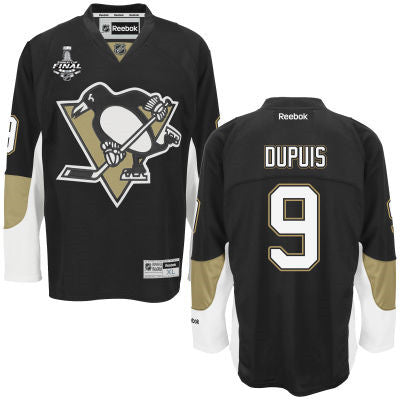 Mens Pittsburgh Penguins 9 Pascal Dupuis Black Team Color 2017 Stanley Cup Nhl Finals Patch Jersey