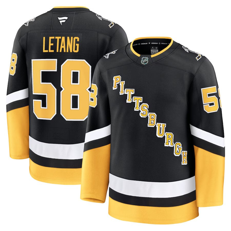 Men's Pittsburgh Penguins #58 Kris Letang Alternate Premium Jersey Black