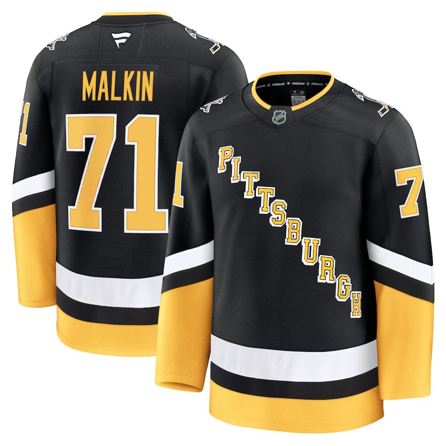 Men's Pittsburgh Penguins #71 Evgeni Malkin Alternate Premium Jersey Black