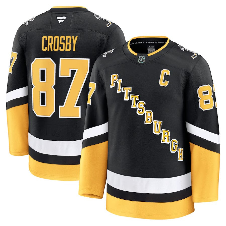 Men's Pittsburgh Penguins #87 Sidney Crosby Alternate Premium Jersey Black