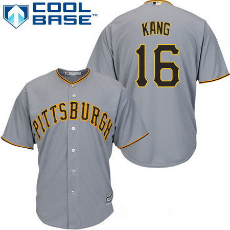 Mens Pittsburgh Pirates 16 Jung ho Kang Gray Road Stitched Mlb Majestic Cool Base Jersey
