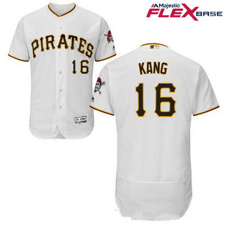 Mens Pittsburgh Pirates 16 Jung ho Kang White Home Stitched Mlb Majestic Flex Base Jersey