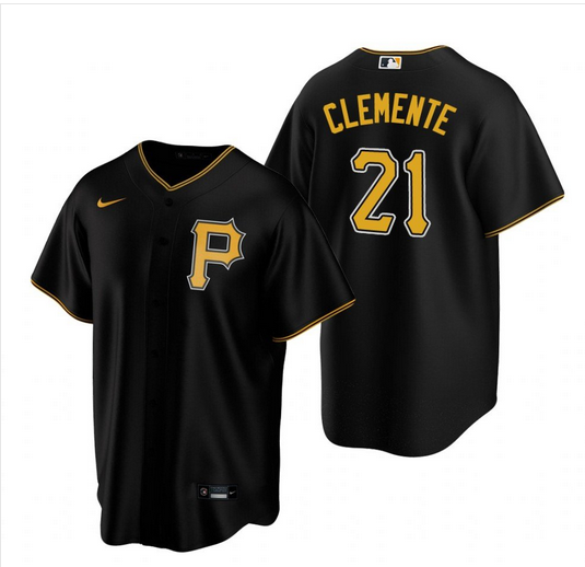 Mens Pittsburgh Pirates 21 Roberto Clemente Black Stitched Mlb Cool Base Nike Jersey