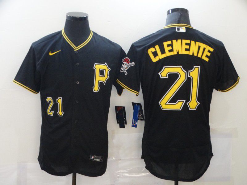 Mens Pittsburgh Pirates 21 Roberto Clemente Black Stitched Mlb Flex Base Nike Jersey
