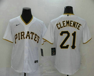 Mens Pittsburgh Pirates 21 Roberto Clemente White Stitched Mlb Cool Base Nike Jersey