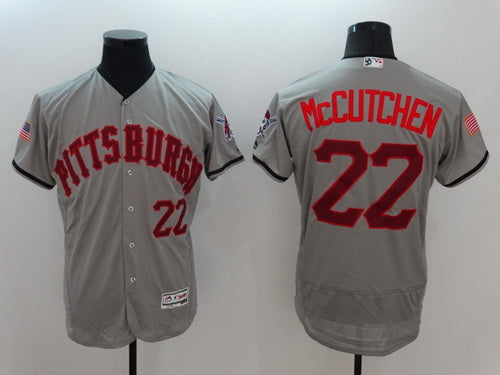 Mens Pittsburgh Pirates 22 Andrew Mccutchen Gray Fashion Stars Stripes 2016 Flexbase Majestic Jersey