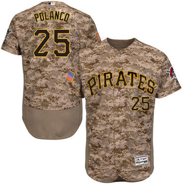 Mens Pittsburgh Pirates 25 Gregory Polanco Camo Collection 2016 Flexbase Majestic Baseball Jersey