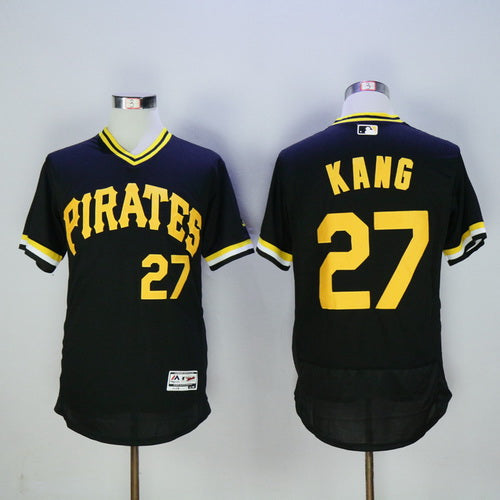 Mens Pittsburgh Pirates 27 Jung ho Kang Black Pullover 2016 Flexbase Majestic Baseball Jersey
