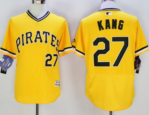 Mens Pittsburgh Pirates 27 Jung ho Kang Yellow Flexbase 2016 Mlb Player Jersey
