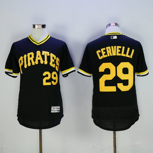 Mens Pittsburgh Pirates 29 Francisco Cervelli Black Pullover 2016 Flexbase Majestic Baseball Jersey