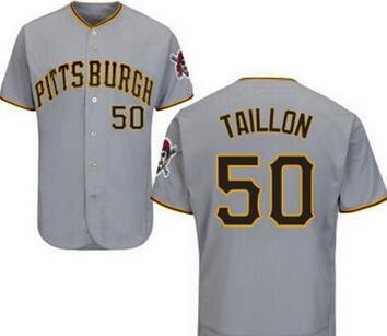 Mens Pittsburgh Pirates 50 Jameson Taillon Gray Road Cool Base Baseball Jersey
