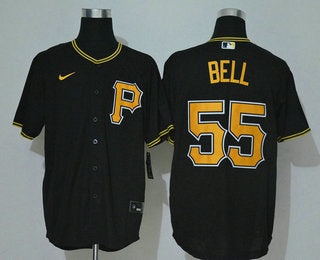 Mens Pittsburgh Pirates 55 Josh Bell Black Stitched Mlb Cool Base Nike Jersey
