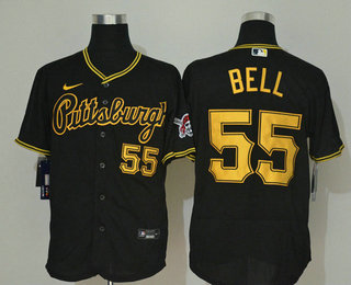 Mens Pittsburgh Pirates 55 Josh Bell Black Stitched Mlb Flex Base Nike Jersey