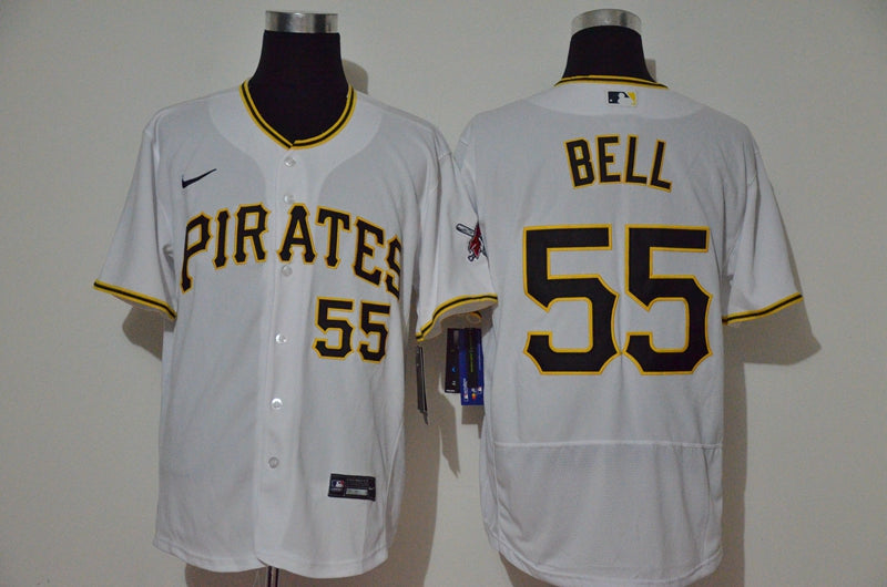 Mens Pittsburgh Pirates 55 Josh Bell White Stitched Mlb Flex Base Nike Jersey