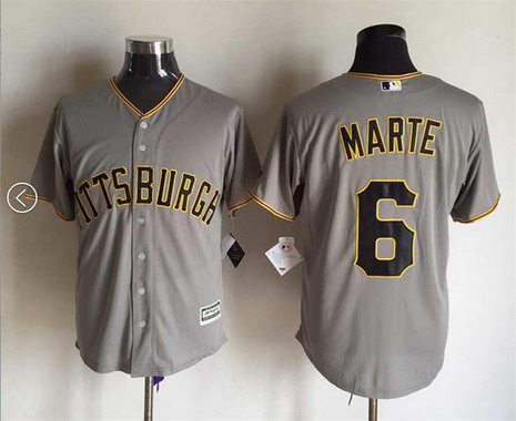 Mens Pittsburgh Pirates 6 Starling Marte Away Gray 2015 Mlb Cool Base Jersey