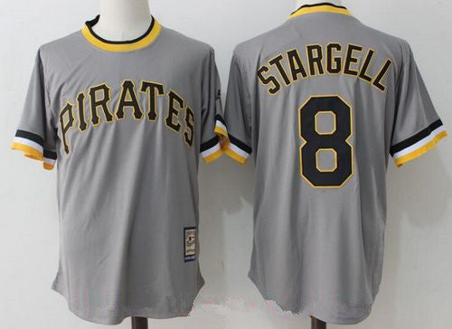 Mens Pittsburgh Pirates 8 Willie Stargell Retired Gray Pullover Stitched Mlb Majestic Cooperstown Collection Jersey