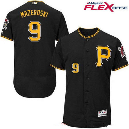 Mens Pittsburgh Pirates 9 Bill Mazeroski Black Alternate Stitched Mlb Majestic Flex Base Jersey