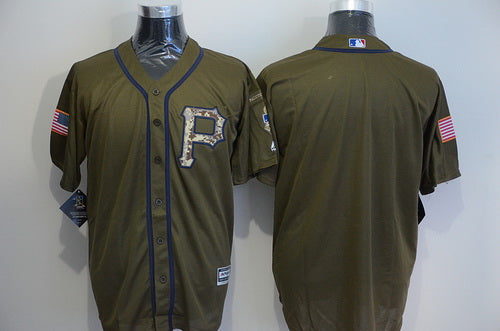 Mens Pittsburgh Pirates Blank Green Salute To Service Majestic Baseball Jersey
