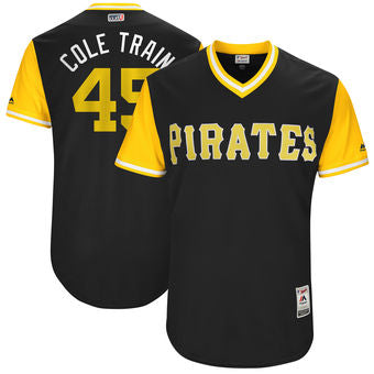 Mens Pittsburgh Pirates Gerrit Cole Cole Train Majestic Black 2017 Players Weekend Authentic Jersey