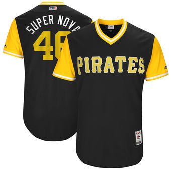 Mens Pittsburgh Pirates Ivan Nova Super Nova Majestic Black 2017 Players Weekend Authentic Jersey