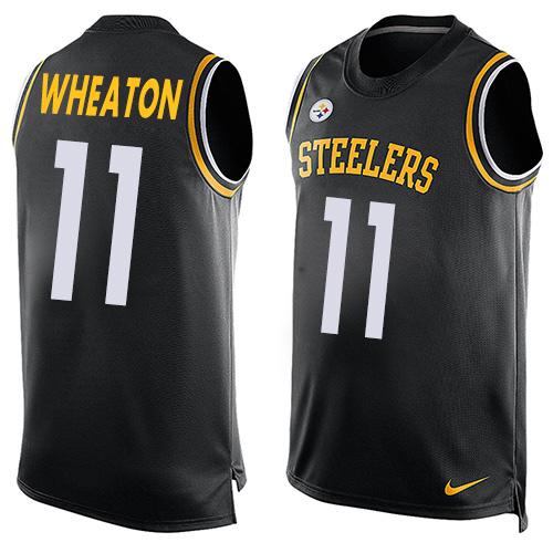 Mens Pittsburgh Steelers 11 Markus Wheaton Black Hot Pressing Player Name Number Nike Nfl Tank Top Jersey