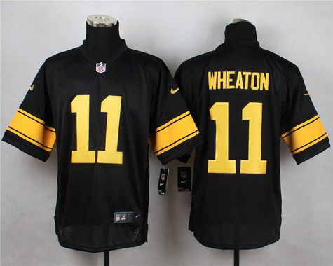 Mens Pittsburgh Steelers 11 Markus Wheaton Black With Yellow Nike Nfl Elite Jersey
