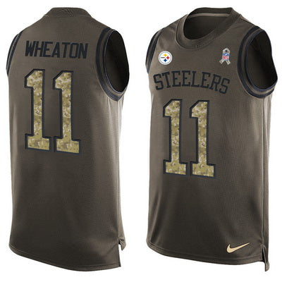 Mens Pittsburgh Steelers 11 Markus Wheaton Green Salute To Service Hot Pressing Player Name Number Nike Nfl Tank Top Jersey