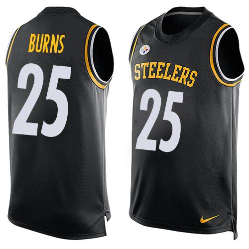 Mens Pittsburgh Steelers 25 Artie Burns Black Hot Pressing Player Name Number Nike Nfl Tank Top Jersey