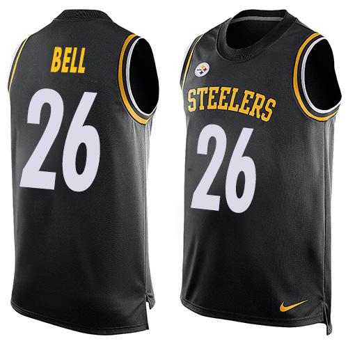 Mens Pittsburgh Steelers 26 Leveon Bell Black Hot Pressing Player Name Number Nike Nfl Tank Top Jersey