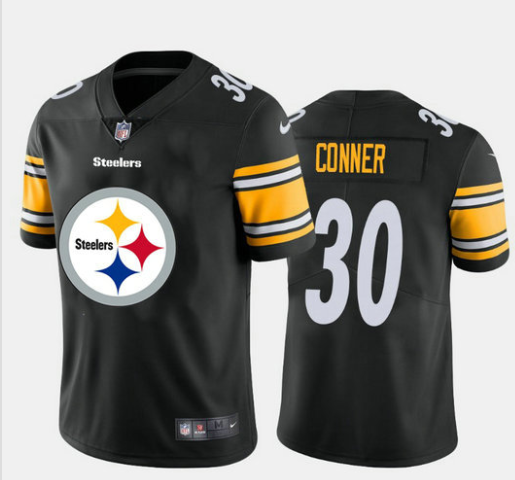 Mens Pittsburgh Steelers 30 James Conner Black 2020 Team Big Logo Limited Stitched Nfl Jersey