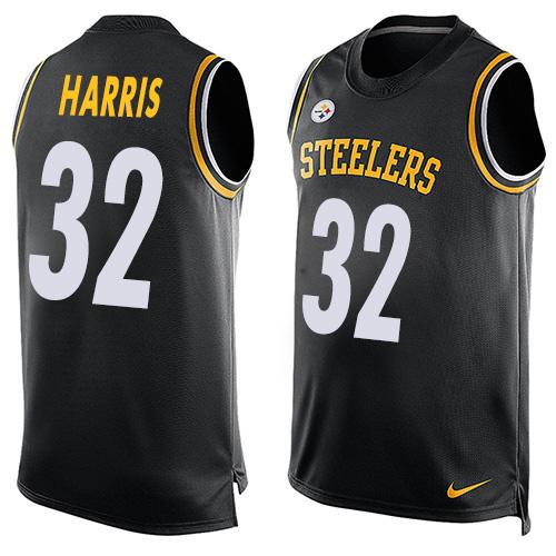 Mens Pittsburgh Steelers 32 Franco Harris Black Hot Pressing Player Name Number Nike Nfl Tank Top Jersey