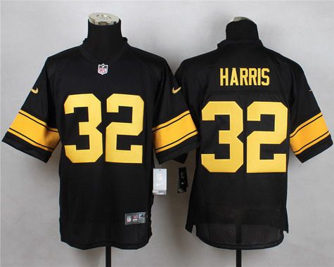 Mens Pittsburgh Steelers 32 Franco Harris Black With Yellow Retired Player Nike Nfl Elite Jersey