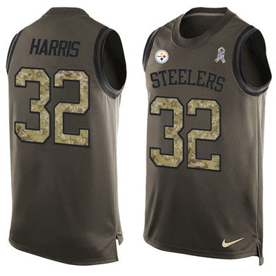 Mens Pittsburgh Steelers 32 James Harrison Green Salute To Service Hot Pressing Player Name Number Nike Nfl Tank Top Jersey