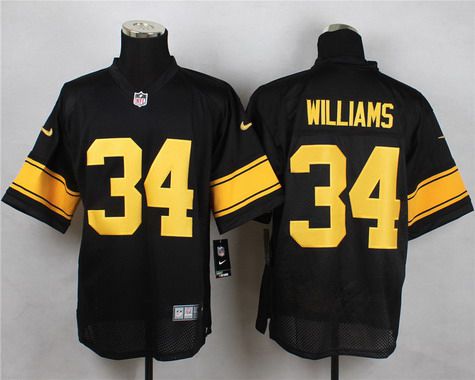 Mens Pittsburgh Steelers 34 Deangelo Williams Black With Yellow Nike Nfl Elite Jersey
