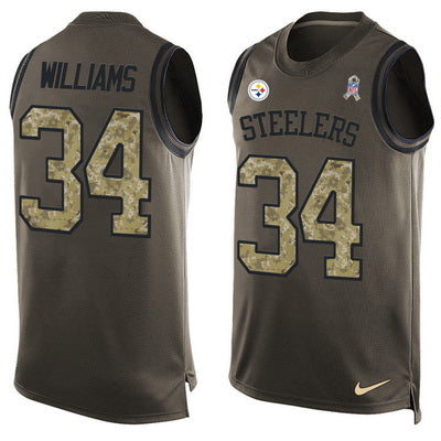 Mens Pittsburgh Steelers 34 Deangelo Williams Green Salute To Service Hot Pressing Player Name Number Nike Nfl Tank Top Jersey